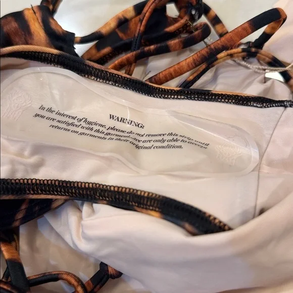 Leopard Print Halter Bikini Top and High-Waist Bottom - Tan - Picture 5 of 7